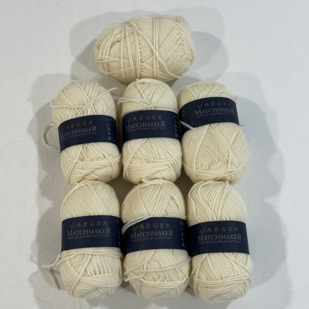 Jaeger Matchmaker Merino Wool Yarn 7 Skeins DK 50g 662 Cream Lot 23F9 Soft Knit
